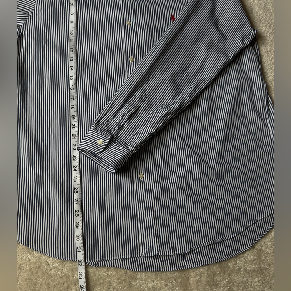 Polo by Ralph Lauren Blue and White Pinstripe Button-Down Shirt - Picture 5 of 13